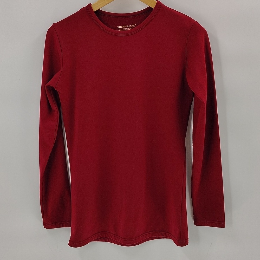 Thermajane Soft Thermal Top Size Small Maroon Red Long Sleeve Fitted